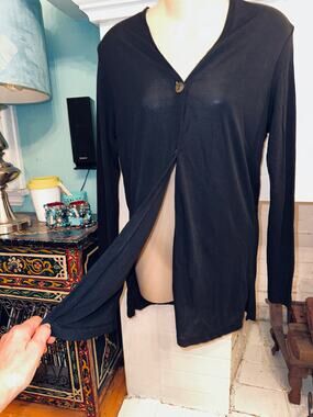 VINTAGE Y2K ALPHA MASSIMO REBECCHI BLACK CARDIGAN MADE IN ITALY 42